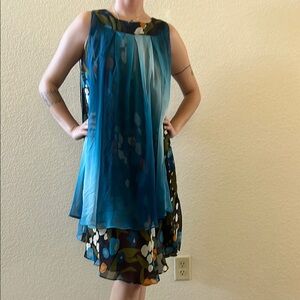 Christian dior ombré floral Sleeveless midi length pleated Dress